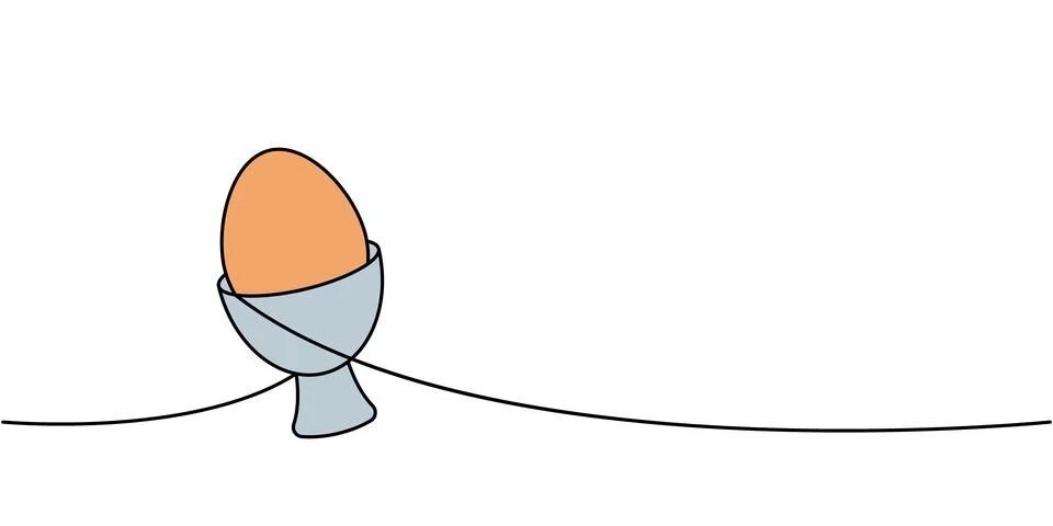 Egg stand one line colored continuous drawing. Organic farm product. Vector Stock Illustration