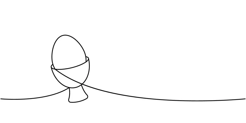 Egg stand one line continuous drawing. Organic farm product. Vector illustration Stock Illustration