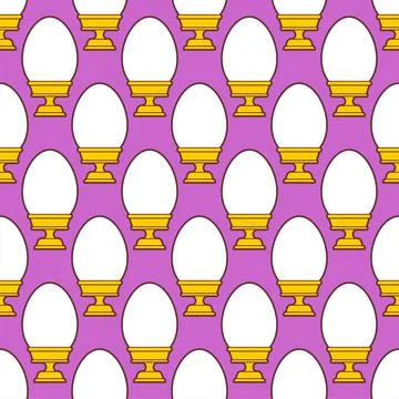 Egg on stand pattern seamless. breakfast vector background 스톡 일러스트