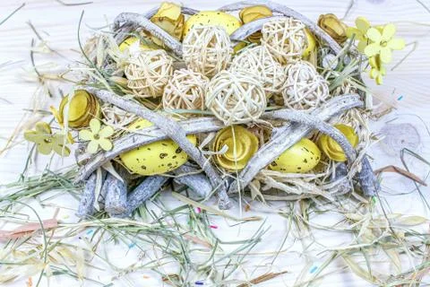 Egg on straw Stock Photos