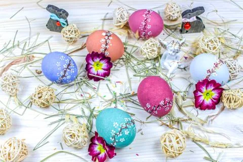 Egg on straw Stock Photos