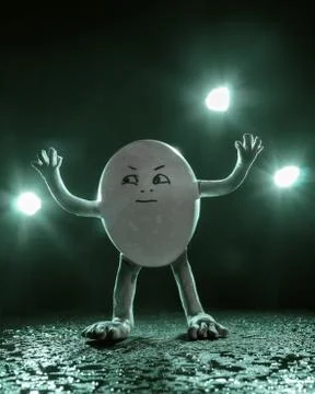 An egg surrendering, with torches in the background Stock Photos