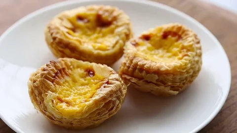Egg tart  cakes Video stock 77301606