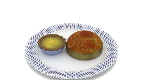 Egg tart pineapple bun with white background Stock Illustration