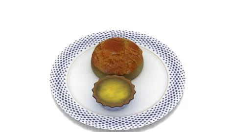 Egg tart pineapple bun with white background Stock Illustration