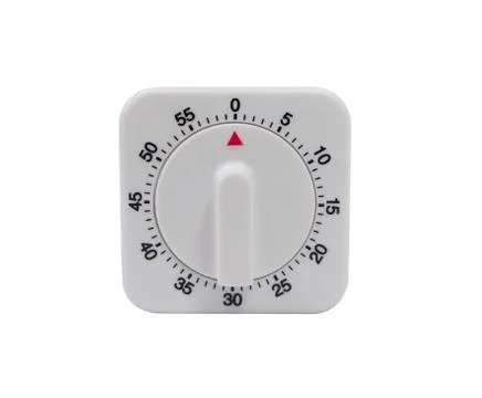 Egg timer / kitchen alarm clock in white plastic isoslated on white Foto stock