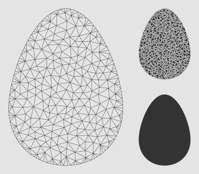 Egg Vector Mesh 2D Model and Triangle Mosaic Icon イラスト素材
