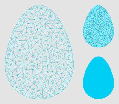 Egg Vector Mesh Network Model and Triangle Mosaic Icon Stock Illustration