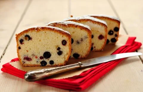 Egg White Cake with Berries Stock Photos