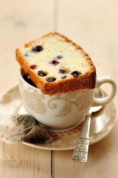 Egg White Cake with Berries Stock Photos