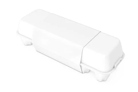 Egg White Cardboard Box with Blank Label with Free Space for Your Design. 3d  Stock Illustration