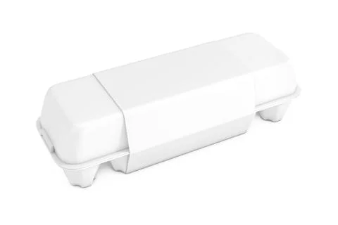 Egg White Cardboard Box with Blank Label with Free Space for Your Design. 3d  Stock Illustration