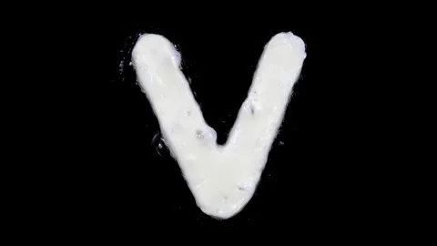 Egg white frying letter V, include two looped 10 seconds duration versions Stock Footage 130802735