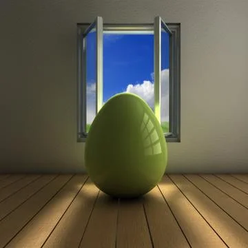 Egg on a window Stock Illustration