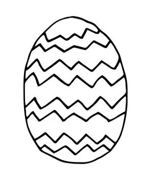 Egg with zigzag pattern, line art, hand drawn illustration. イラスト素材
