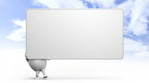 Egghead Character Bringing a Sign Stock Footage 652658