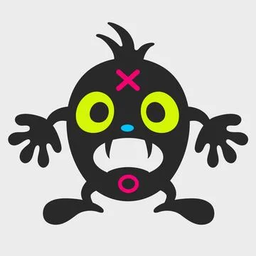 Egghead monster. Flat cartoon character design. Stock Illustration