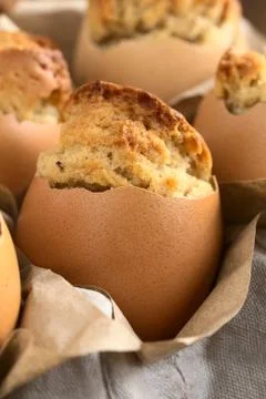 Eggnog Cupcake in Eggshell Stock Photos