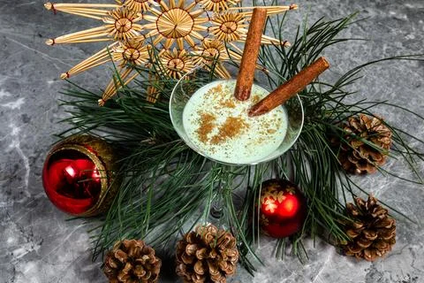 Eggnog drink on the table  Stock Photos