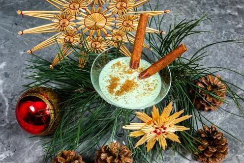 Eggnog drink on the table  Stock Photos