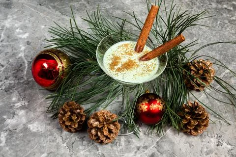 Eggnog drink on the table  Stock Photos