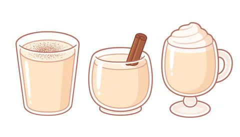 Eggnog glasses drawing set Illustrazione stock