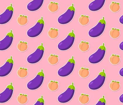 Eggplant and peach pattern Stock Illustration