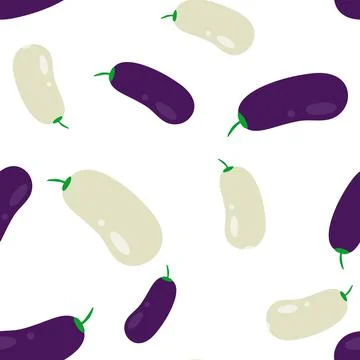 Eggplant and zucchini seamless pattern. Vector vegetable pattern. Stock Illustration