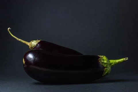 Eggplant on a black background. Stock Photos