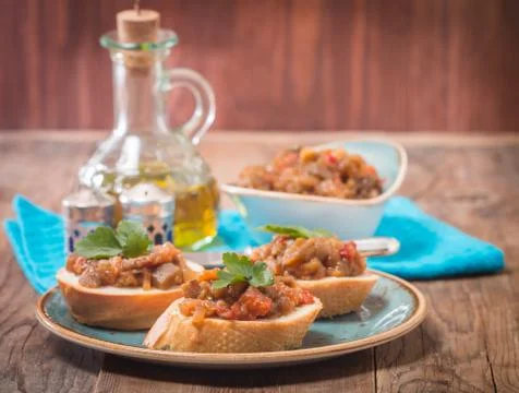 Eggplant caviar Stock Photos