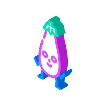 Eggplant character isometric icon vector illustration Stock Illustration