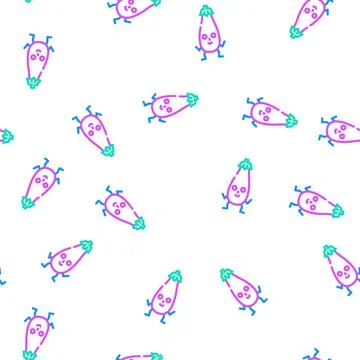 Eggplant character vector seamless pattern Illustrazione stock