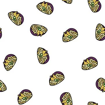 Eggplant with cheese vector seamless pattern Stock Illustration