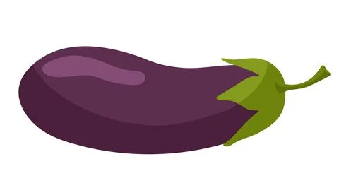 Eggplant, dark purple vegetable. Vector icon vegetable. Agricultural market Stock Illustration