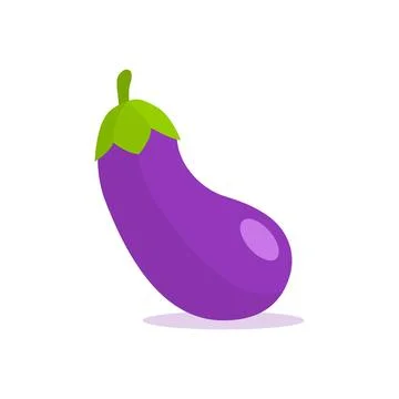 Eggplant flat vector emoji art icon plant purple vegetable isolated food Stock Illustration
