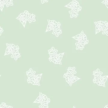 Eggplant flower line seamless pattern Stock Illustration