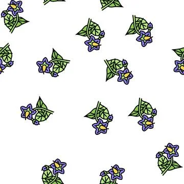 Eggplant flower vector seamless pattern Stock Illustration