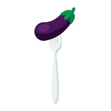 Eggplant on forks Concept of diet. Vector illustration. Stock Illustration