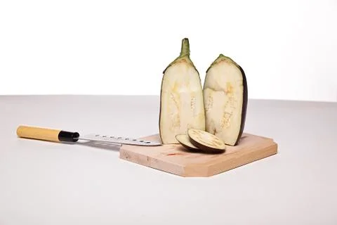Eggplant halves Stock Photos