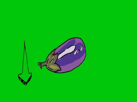 Eggplant - Hand Drawn - Green Screen - SD Stock Footage