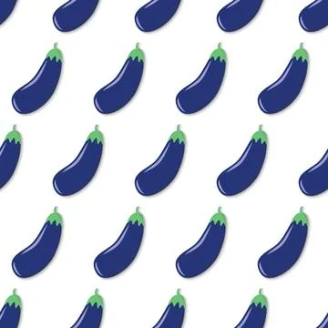 Eggplant icon seamless pattern. Vector illustration of a purple raw vegetable Illustrazione stock