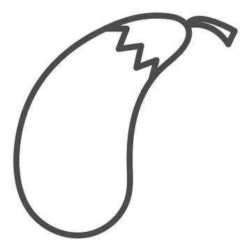 Eggplant Icon Vector - In Line Stroke Design Stock Illustration