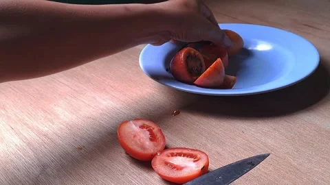 Eggplant juice mixed with tomatoes Stock Footage 243474747