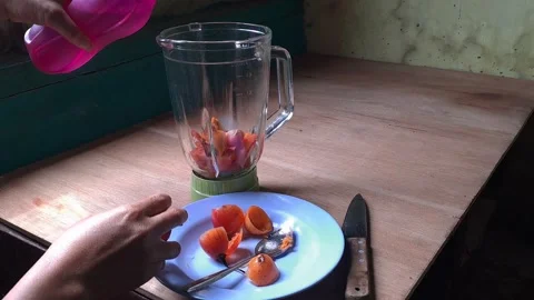 Eggplant juice mixed with tomatoes Stock Footage 243474857