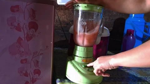 Eggplant juice mixed with tomatoes Stock Footage 243475162