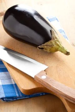 Eggplant in kitchen Foto stock