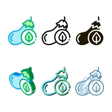 Eggplant leaf icon series vector outline Stock Illustration