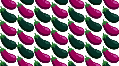 Eggplant Pattern Motion Graphic Background Colorful Vegetable Food Animation Stock Footage 346256761