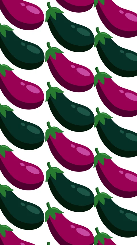 Eggplant Pattern Motion Graphic Background Purple and Green Vegetable Animat Stock Footage 346501168
