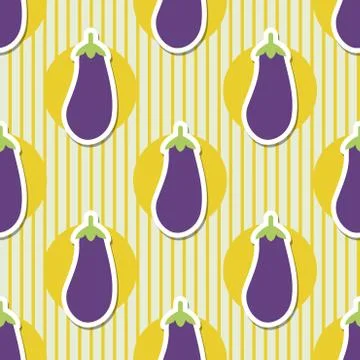Eggplant pattern. seamless texture with ripe eggplants Stock Illustration